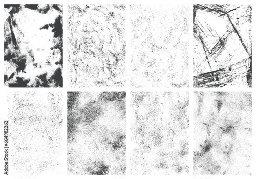 Grunge texture monochrome set elements