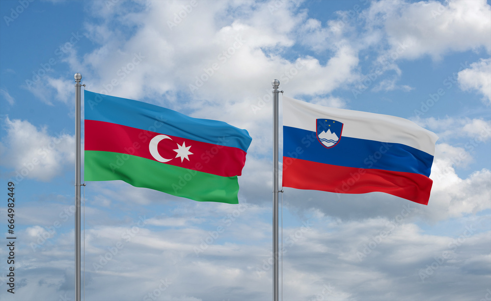 Slovenia and Azerbaijan flags, country relationship concept Slovenia and Azerbaijan flags, country relationship concept