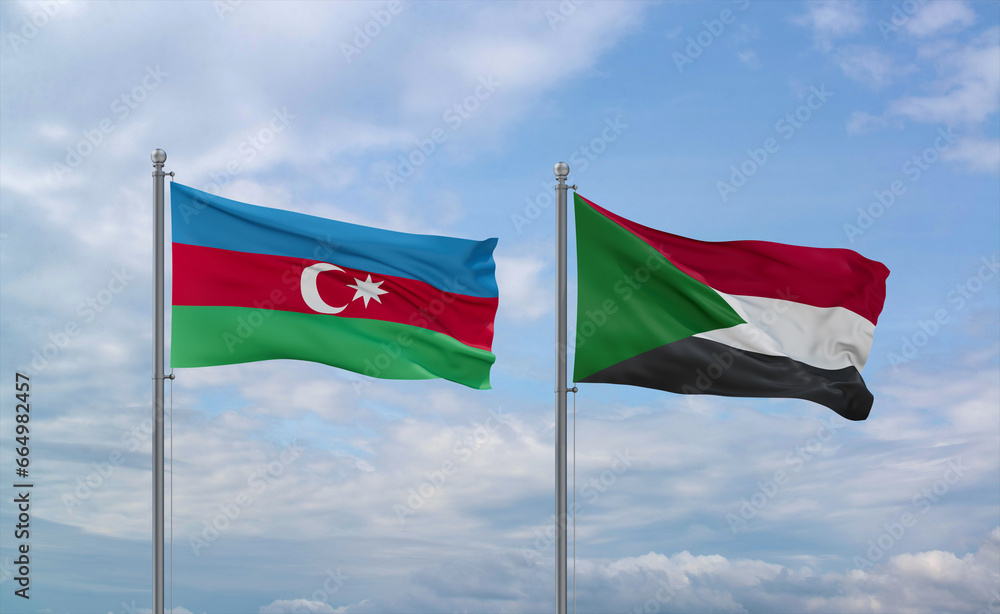 Sudan and Azerbaijan flags, country relationship concept Sudan and Azerbaijan flags, country relationship concept