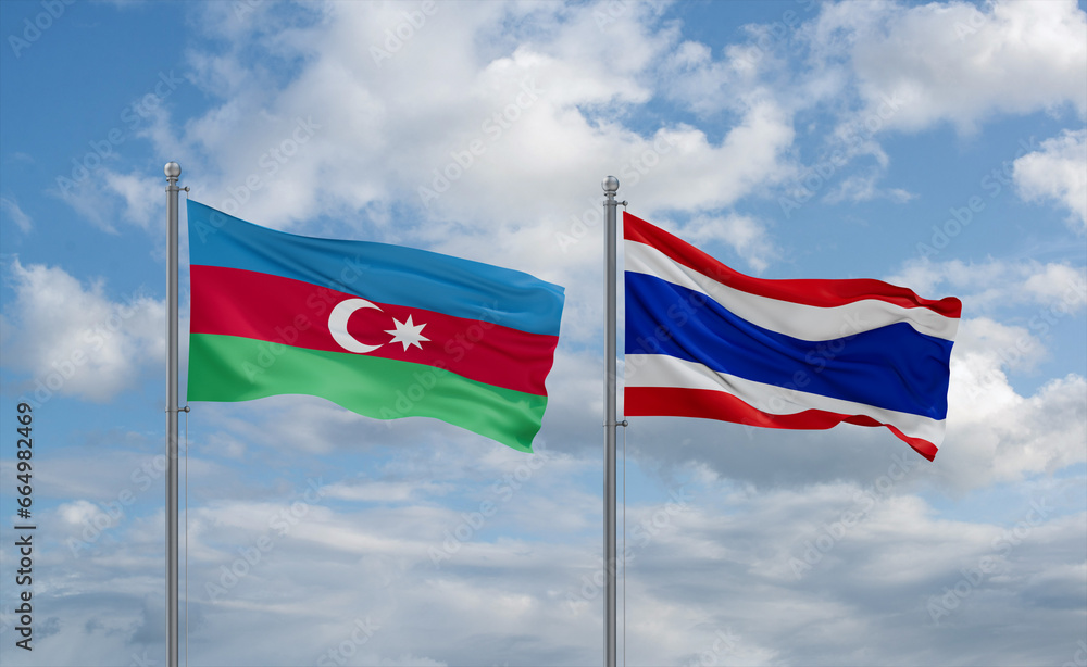Thailand and Azerbaijan flags, country relationship concept Thailand and Azerbaijan flags, country relationship concept