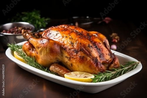 Roasted chicken . AI Generated
