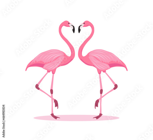 Cute pink flamingo birds, vector for shirt, fashion, poster, card, sticker designs