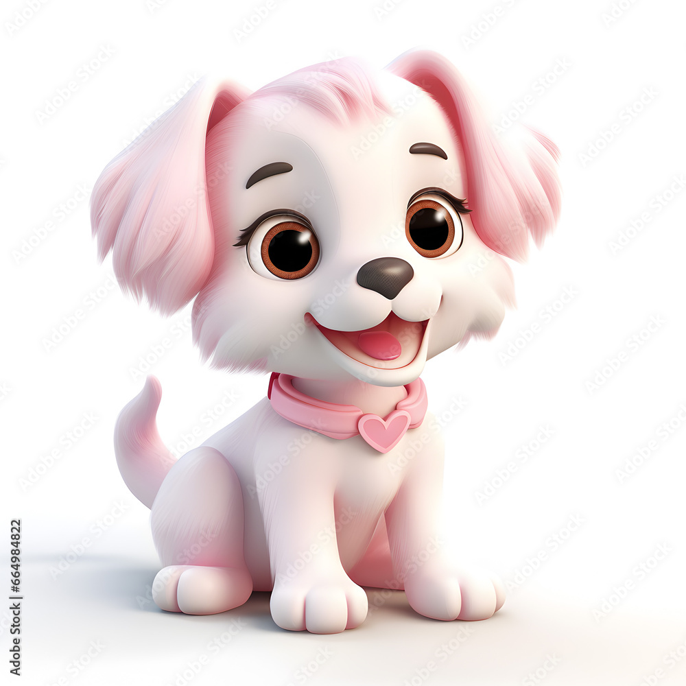Cute dog pastel 3d isolated on white