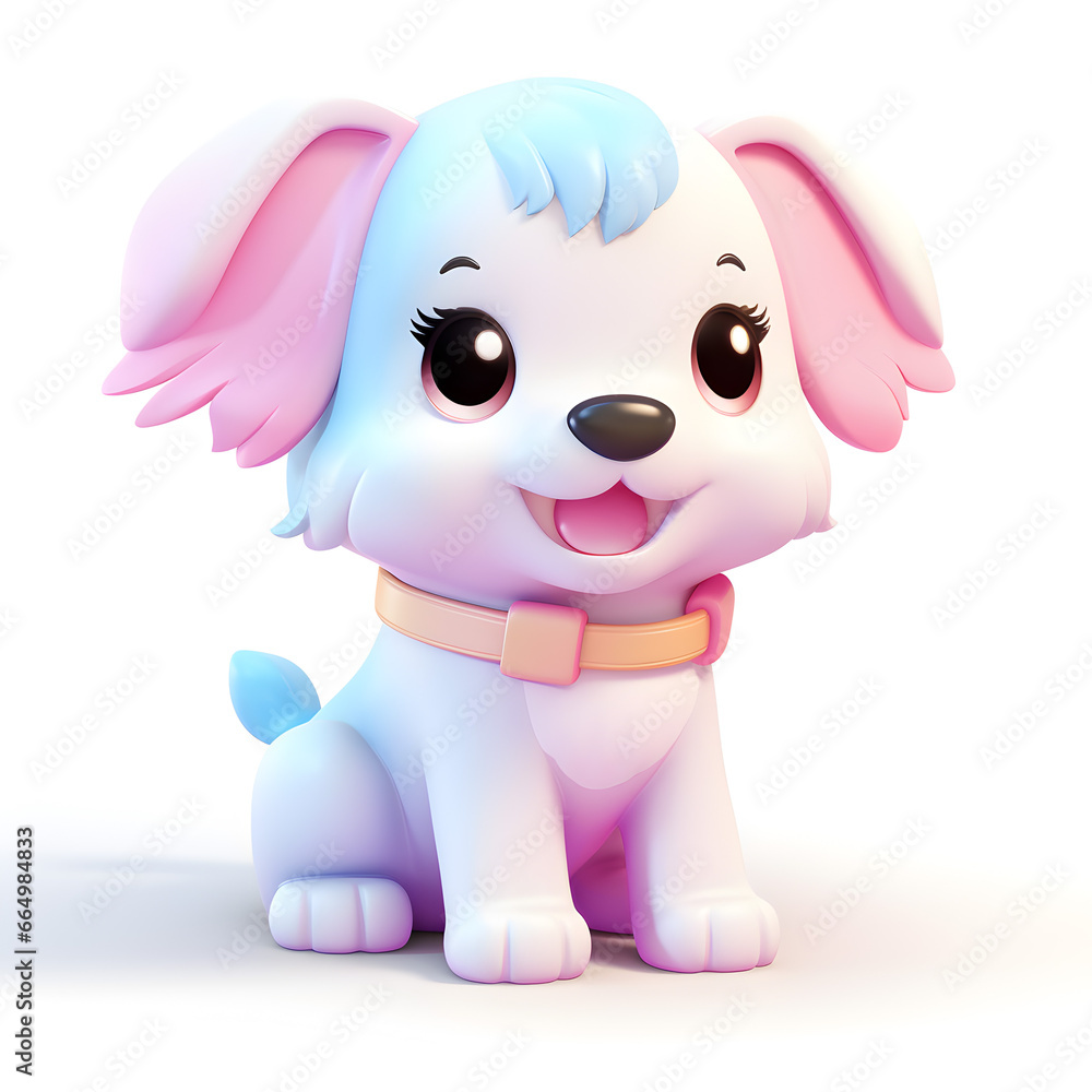 Cute dog pastel 3d isolated on white Cute dog pastel 3d isolated on white