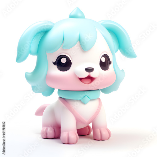 Cute dog pastel 3d isolated on white