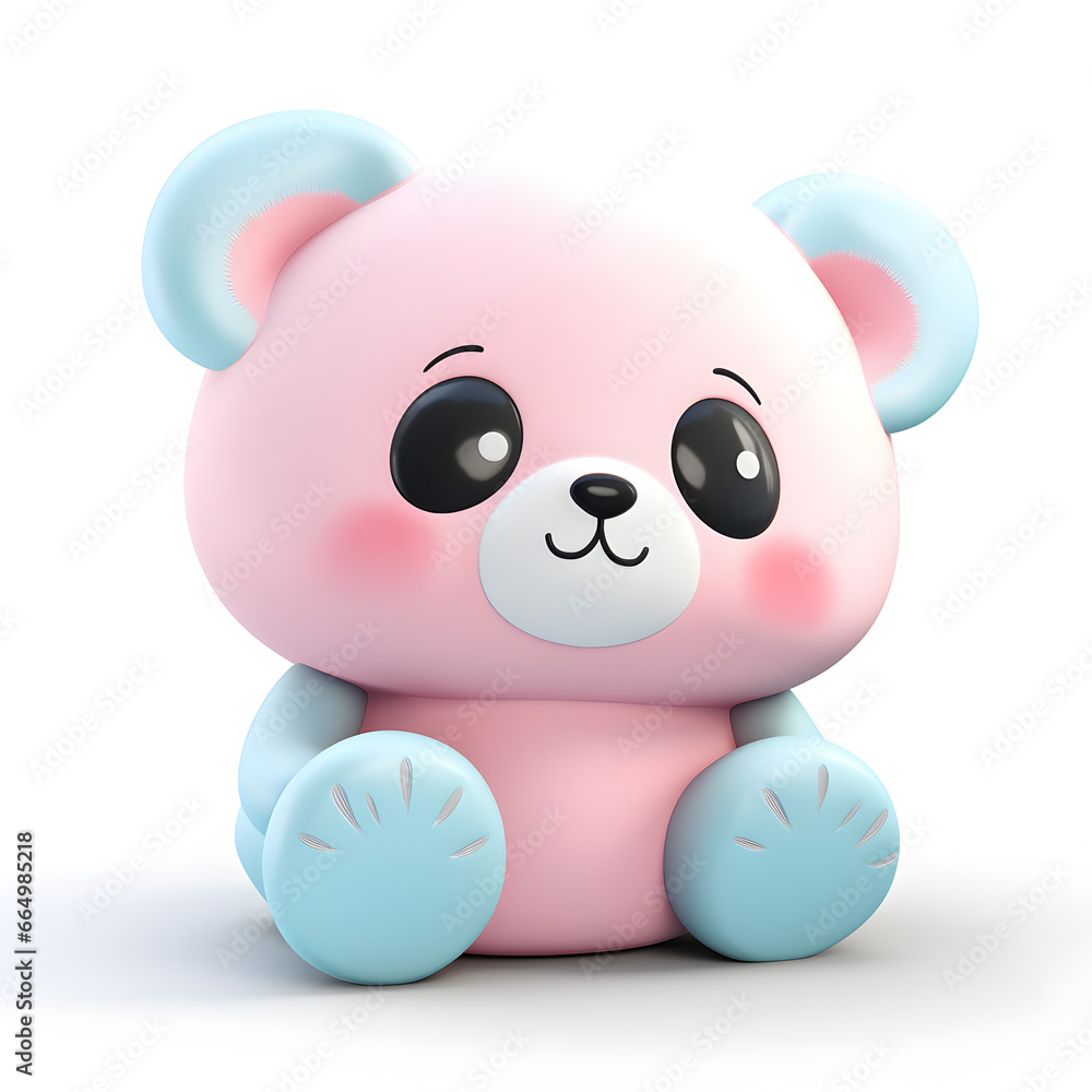 Cute panda pastel 3d isolated on white Cute panda pastel 3d isolated on white