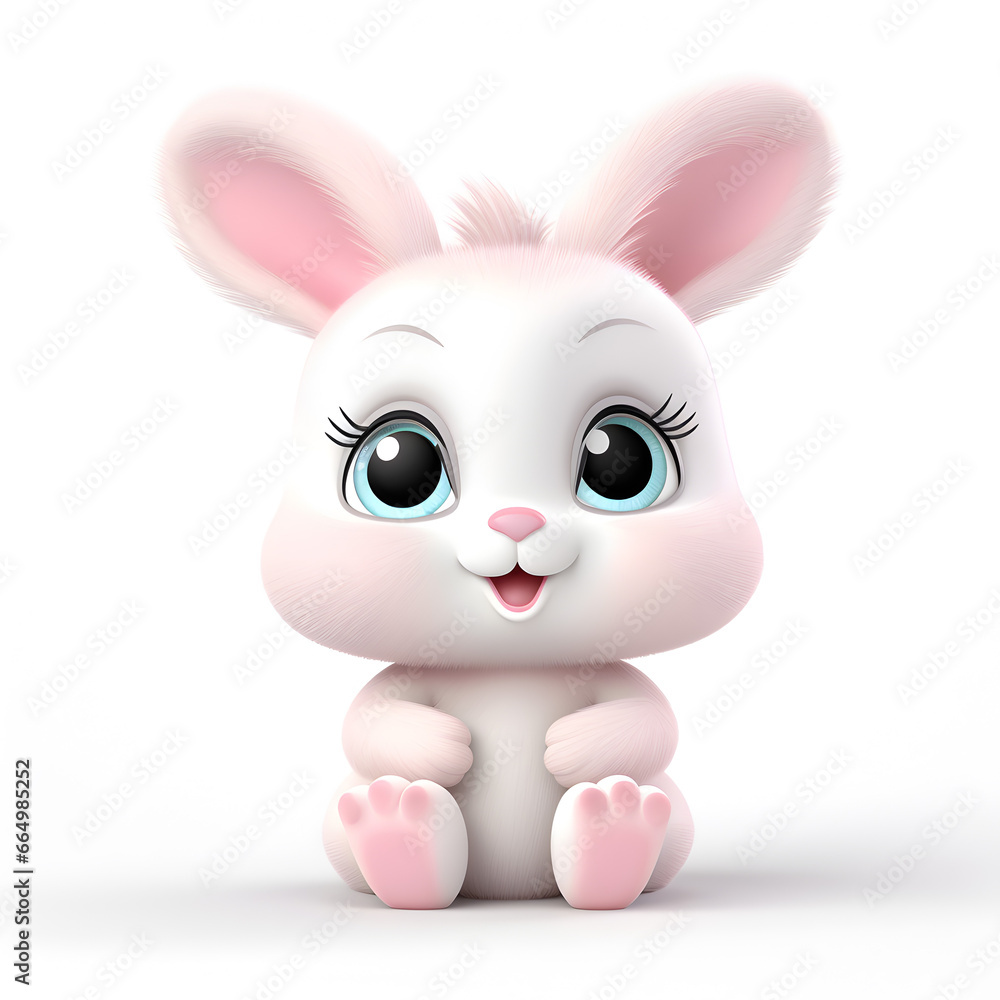 Cute bunny rabbit 3d isolated on white Cute bunny rabbit 3d isolated on white