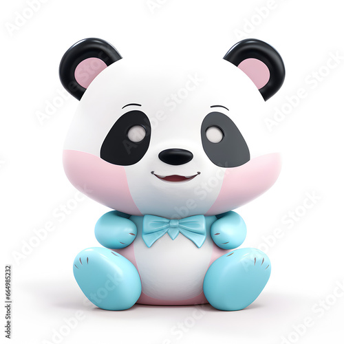 Cute panda pastel 3d isolated on white