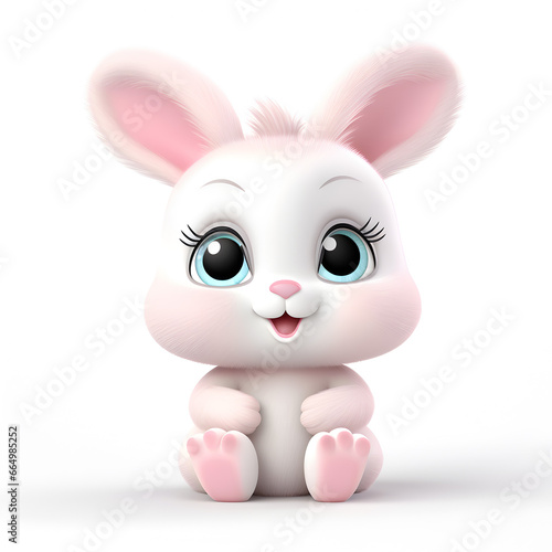 Cute bunny rabbit 3d isolated on white