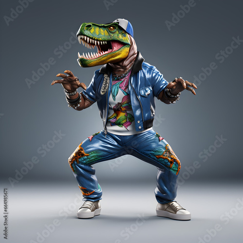 T-Rex wearing hip-hop fashion isolated © AhmadSoleh