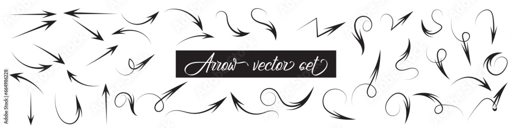 Obraz premium Hand drawn arrow vector icons set. sketch arrow design for business plan and education.