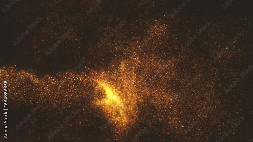 Abstract Fractal Particles Background/ 4k animation of a gold abstract fractal background with particles floating and depth of field blur