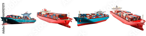 Canvastavla Ship with containers on white background