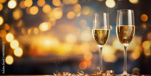 Champagne Glasses, bokeh Background