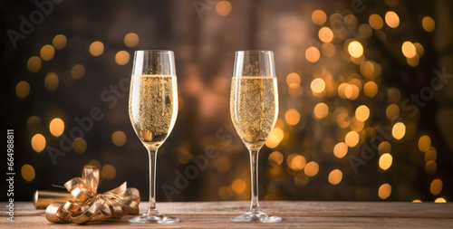 Champagne Glasses, bokeh Background