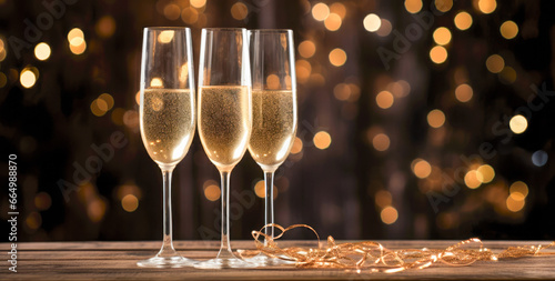 Champagne Glasses, bokeh Background