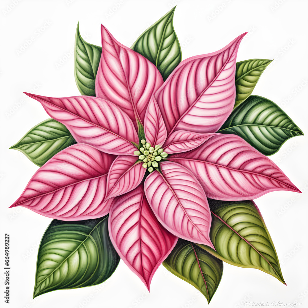 Fototapeta premium Variety of Poinsettias in Diverse Colors.(Generative AI)