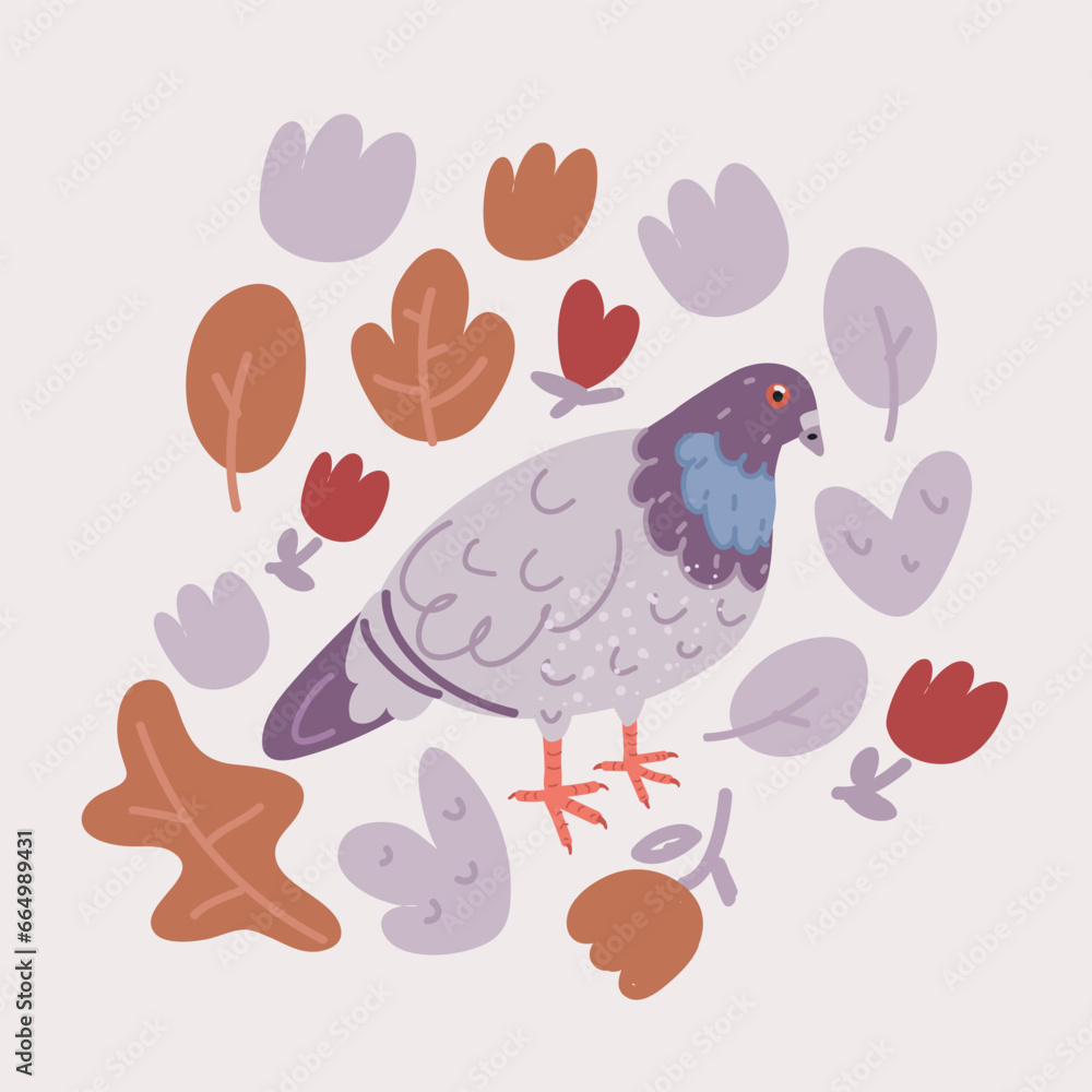 Vector illustration of full body of pigeon bird is