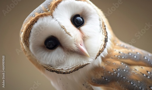 Tyto alba head, a common barn owl. close up. © MdMohammod