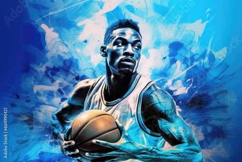 Basketball player sports concept poster
