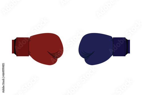 Red and blue boxing gloves isolated on white background