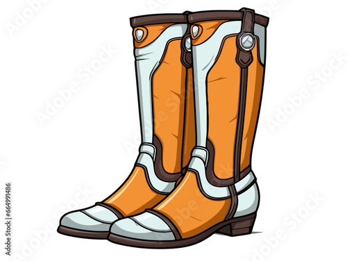 Doodle Horse racing boots, cartoon sticker, sketch, vector, Illustration, minimalistic