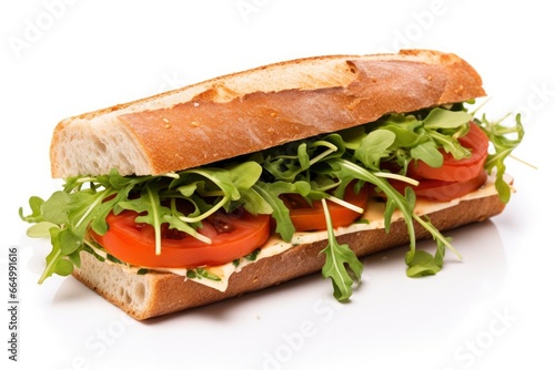 Gourmet sandwich isolated on white background.