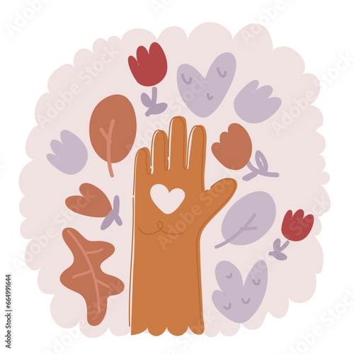 Cartoon vector illustration of hand gesture heart like happy valentines day.