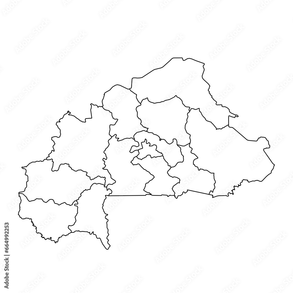 Burkina Faso map with administrative divisions. Vector illustration. Burkina Faso map with administrative divisions. Vector illustration.
