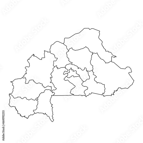 Burkina Faso map with administrative divisions. Vector illustration.