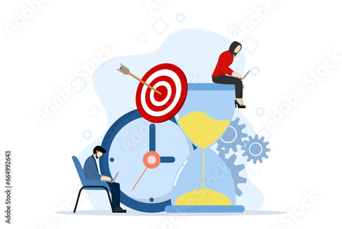 Time management concepts regarding schedules, deadlines, planners, planning and organizing, time discipline, time management in business. effective time planning. flat vector illustration.