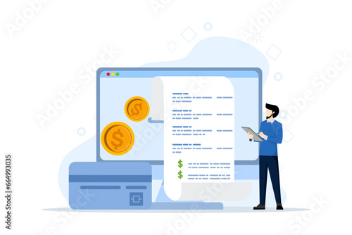 Electronic invoice concept with tiny people. corporate accounting, open banking platform, Collection of abstract vector illustrations of IT accounting systems. Business finance software.