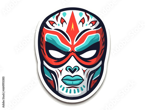 Doodle Mexican wrestler, cartoon sticker, sketch, vector, Illustration, minimalistic