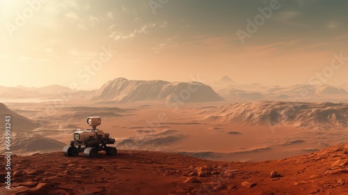 Exploration of Mars, a rover on the surface of the red planet