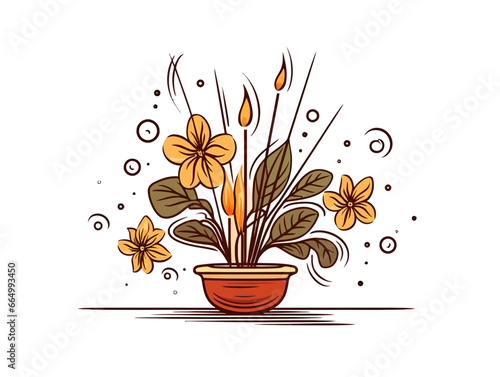 Doodle Burning incense, cartoon sticker, sketch, vector, Illustration, minimalistic