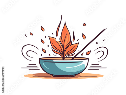 Doodle Burning incense, cartoon sticker, sketch, vector, Illustration, minimalistic