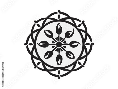 Doodle Dharma wheel with infinite knot, cartoon sticker, sketch, vector, Illustration, minimalistic