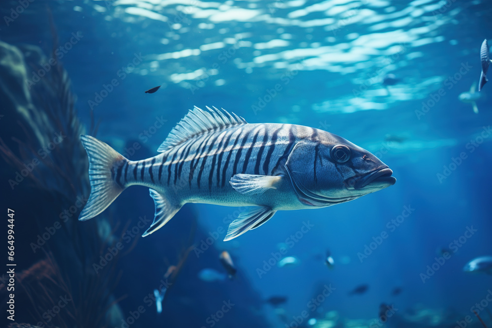 Mbuna fish swimming in the open ocean Mbuna fish swimming in the open ocean