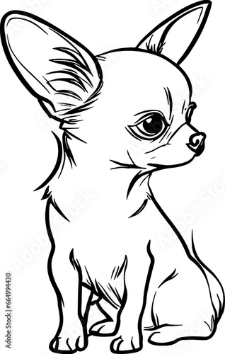 chihuahua dog in line art 2