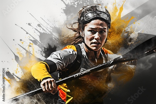 Canoeist sports concept poster