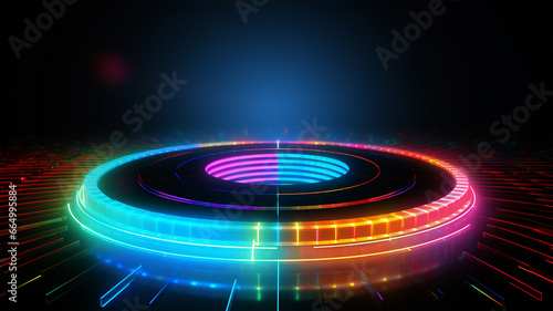 Hi-Tech circle light neon glowing background , technology concept design