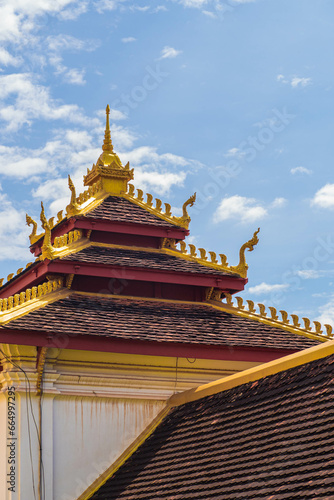 Located in the center of Vientiane  Laos  is the massive Buddhist stupa known as Pha That Luang  which is covered in gold.