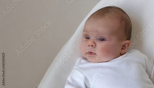 Innocence Unveiled: Close-Up of a Newborn's Beautiful Face with Copyspace