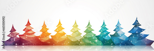 Banner, plano de fundo e concepção artística de árvores de Natal em arco-íris.