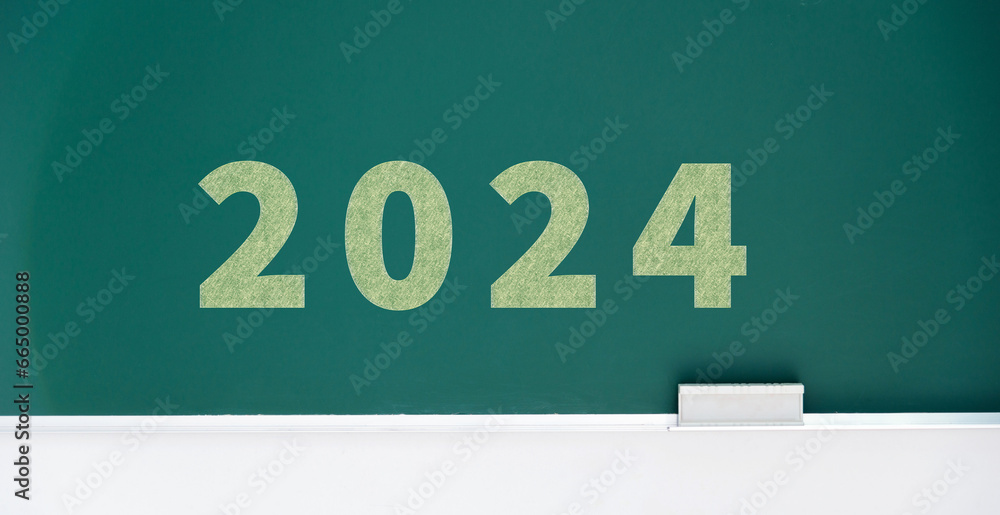 Number 2024 written on the blackboard Number 2024 written on the blackboard