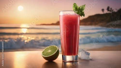 Juice drinks with beautiful beach views