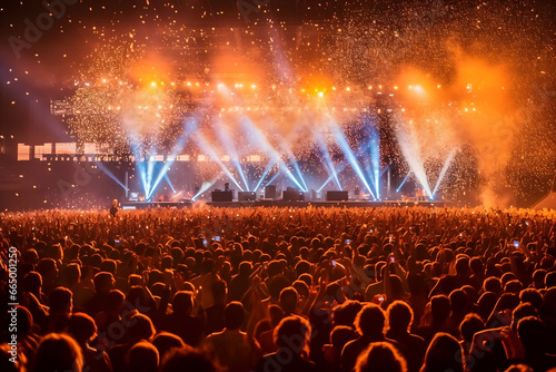 crowd of people dancing at concert 