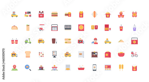 fast food icon set