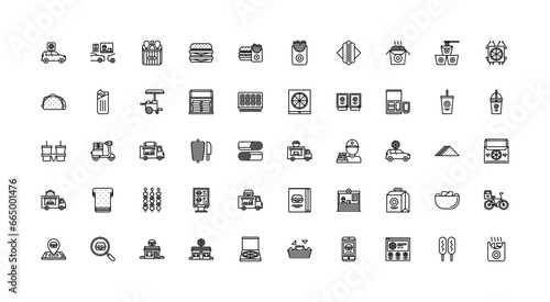 fast food icon set