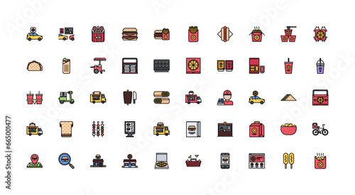 fast food icon set
